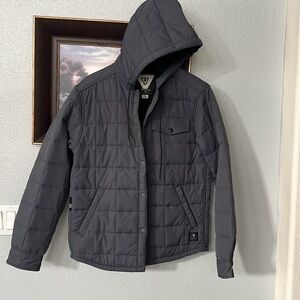 VISSLA Men's Cronkite II Eco Snap Hooded Quilted Jacket Gray/Black Size S
